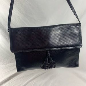 Vintage Bottega Veneta Marco Polo black leather tassel shoulder bag cross body